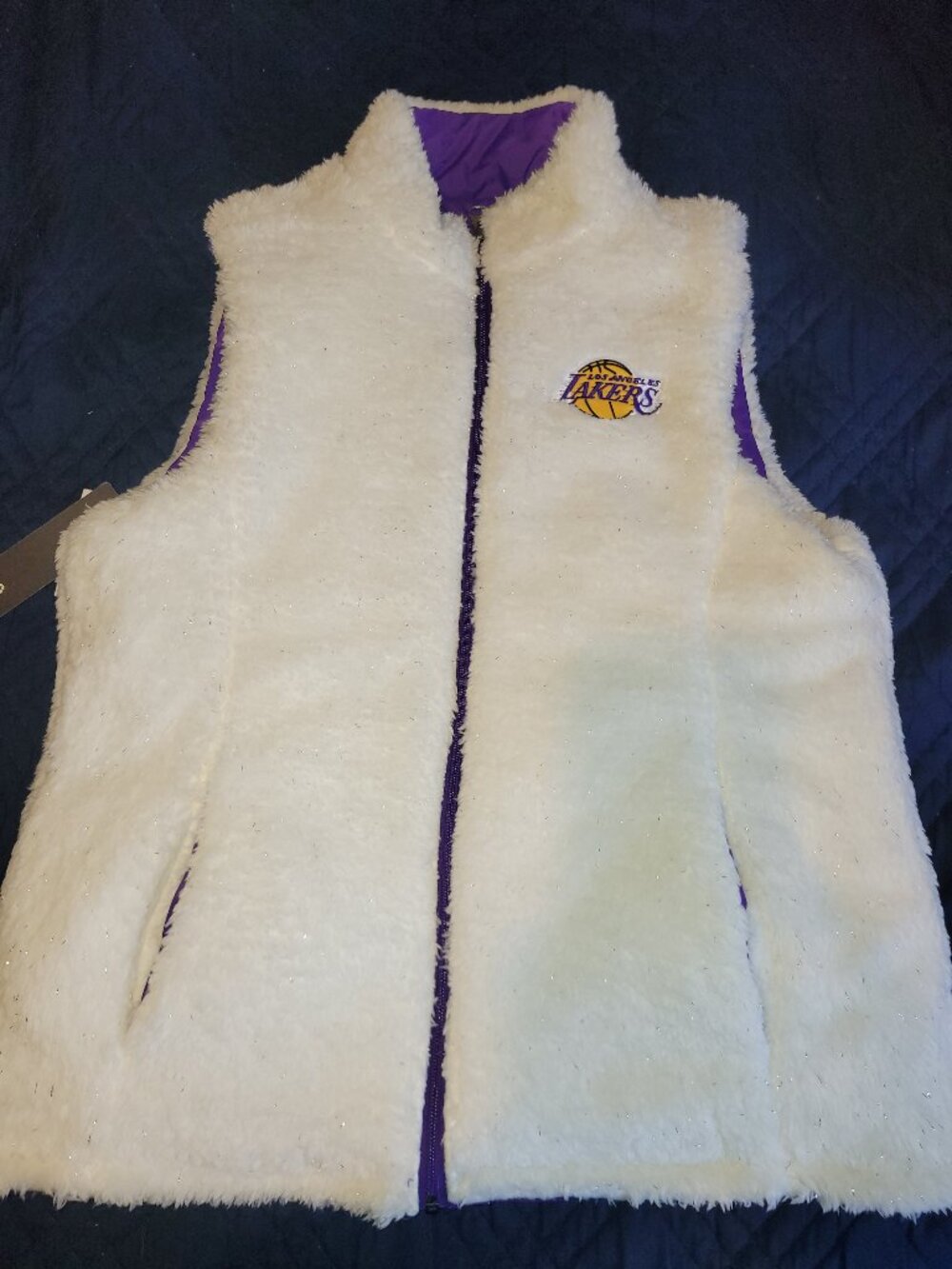 Los Angeles Lakers reversible puffer Women's Vest G-III 4her